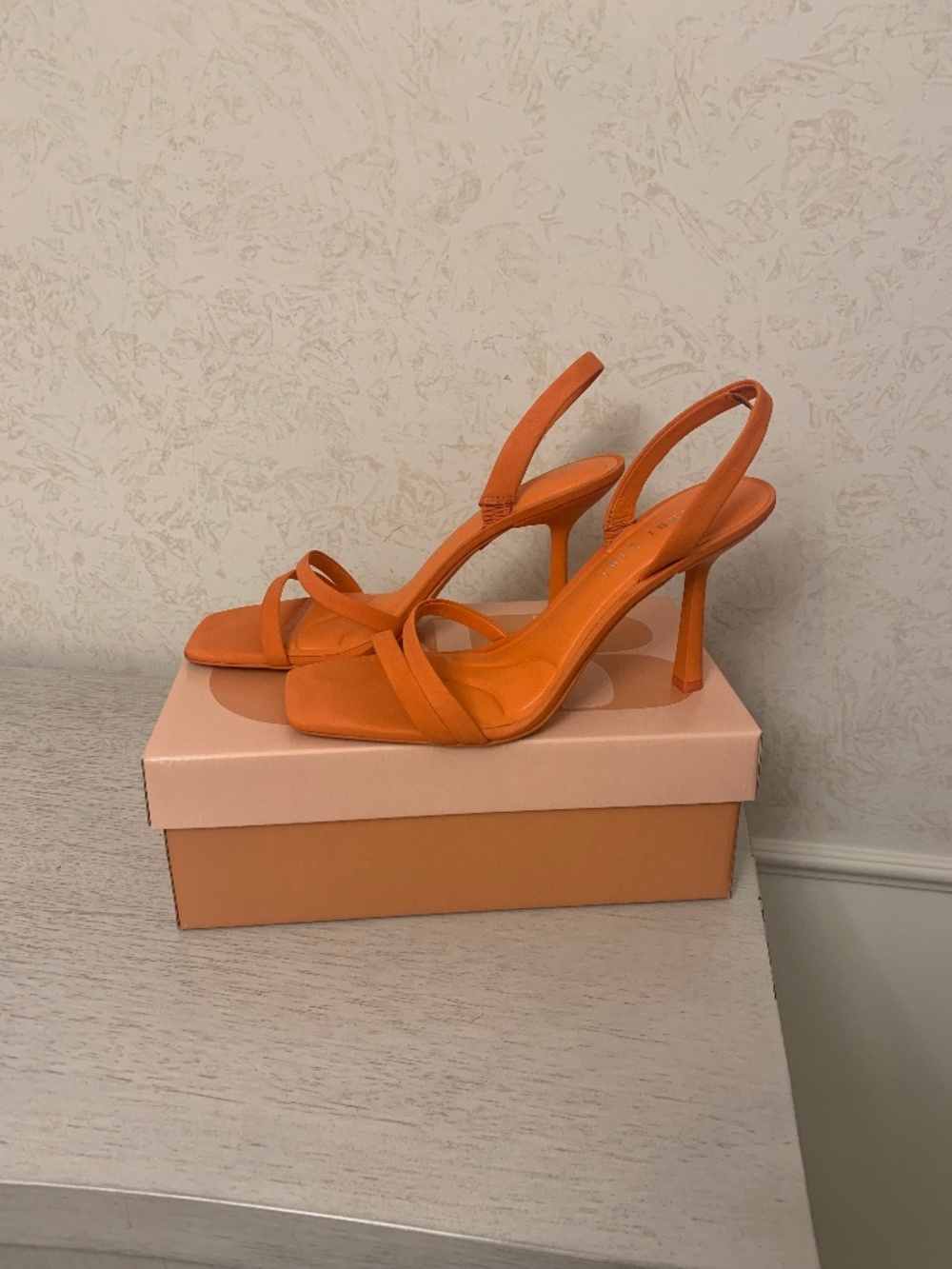 Gianni Bini Penelope Nubuck Cara Orange Sandal Heels, Size 11
